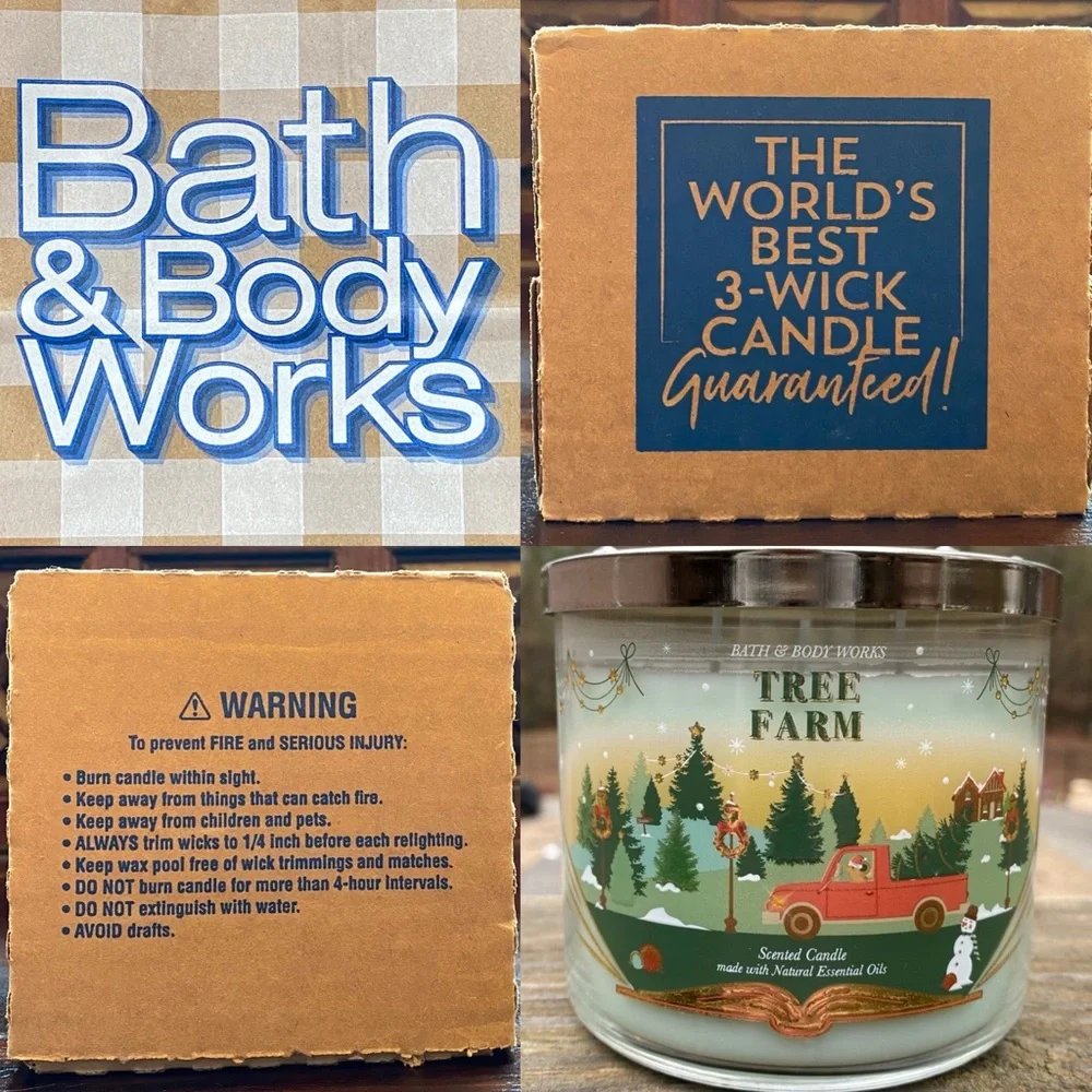 Bath & Body Works Tree Farm 3 Wick Candle With Decorative Lid